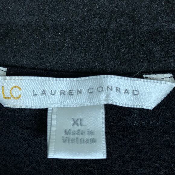 Lauren Conrad Womens Blouse Black V Neck Button Long Sleeve Flowy Lightweight XL - Picture 6 of 12